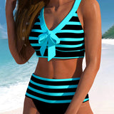 Laluna® | Bikiny s vysokým pasem pruhované
