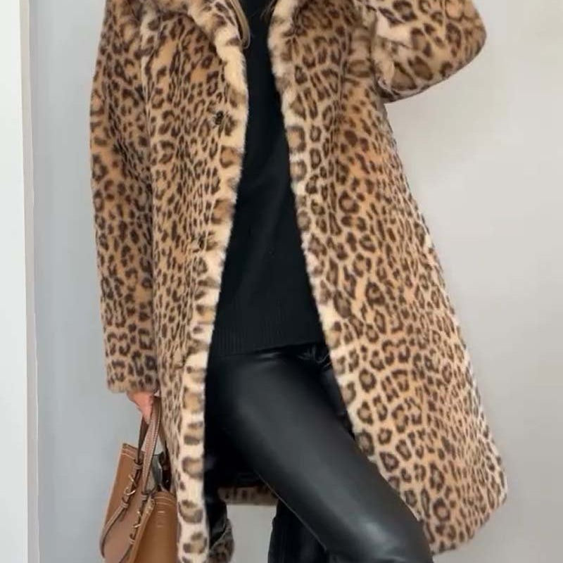 Leia - Dlouhý kabát s leopardím vzorem