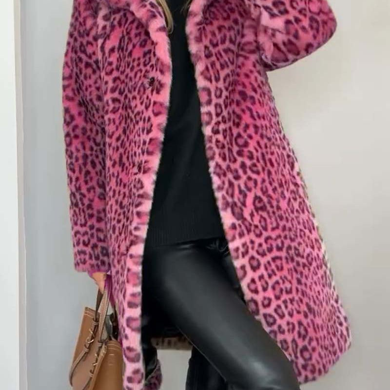 Leia - Dlouhý kabát s leopardím vzorem