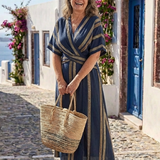 Maëlle | Midi šaty s V výstřihem a krátkými rukávy