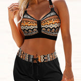 Maryan - Bikiny s geometrickým vzorem a vysokým elastickým pasem