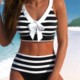 Laluna® | Bikiny s vysokým pasem pruhované
