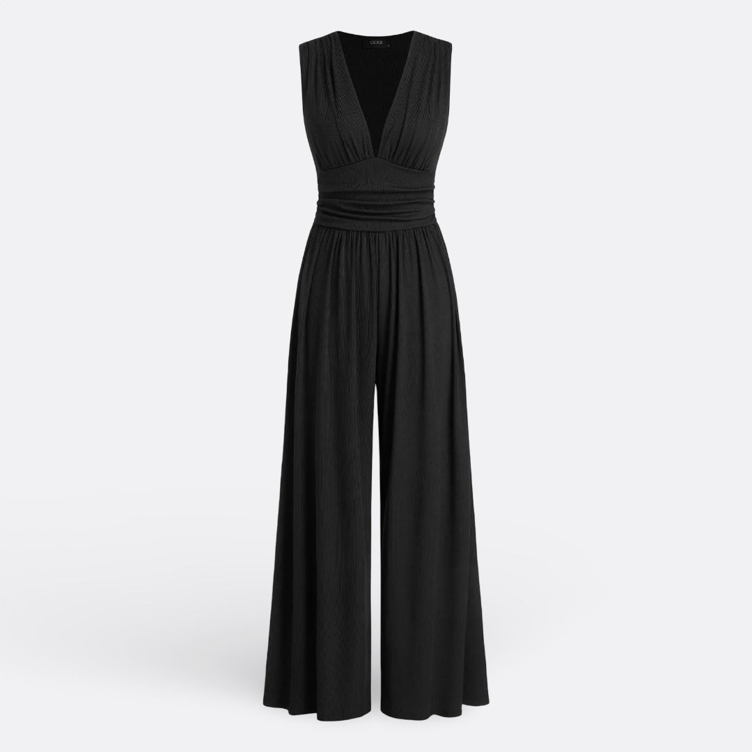 Leonor - Elegantní Kombinéza Bez Rukávů s Širokými Nohavicemi