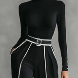 Céline | Chic souprava s vysokým límcem a širokými kalhotami
