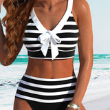 Laluna® | Bikiny s vysokým pasem pruhované